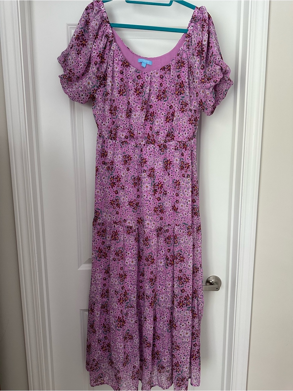 Draper James Lavender Floral Puff-Sleeve Maxi Dress NWOT